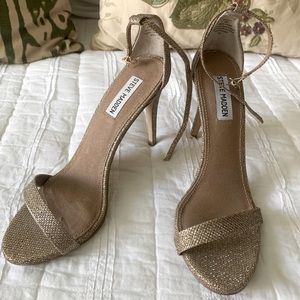 Steve Madden Stecy Gold Metallic Ankle Strap Heels